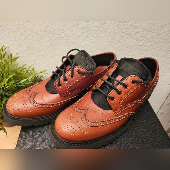 LUXURY PRADA DERBY BUSINESS SHOES 2EG008 BROWN‎ LEATHER US 10.5 - Picture 1 of 11